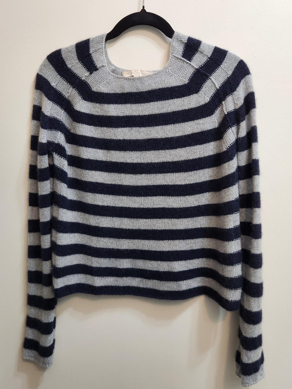 NakedCashmere Striped Crewneck Sweater in Gray & Blue Size Small